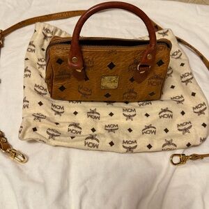 MCM Mini Boston Bag with Gold Accents